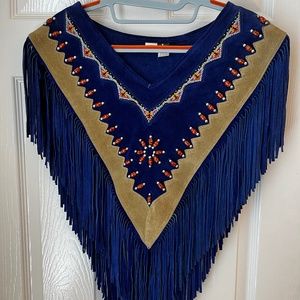 Women's Western Wear Leather Poncho - Size Large